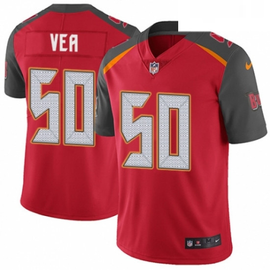 Mens Nike Tampa Bay Buccaneers 50 Vita Vea Red Team Color Vapor Untouchable Limited Player NFL Jerse