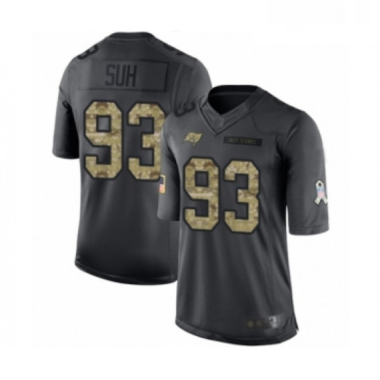 Youth Tampa Bay Buccaneers 93 Ndamukong Suh Limited Black 2016 Salute to Service Football Jersey