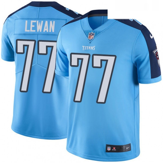 Mens Nike Tennessee Titans 77 Taylor Lewan Limited Light Blue Rush Vapor Untouchable NFL Jersey