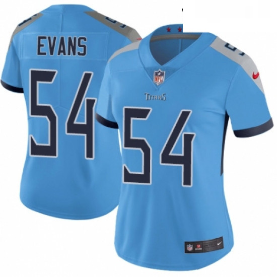 Womens Nike Tennessee Titans 54 Rashaan Evans Light Blue Alternate Vapor Untouchable Elite Player NF