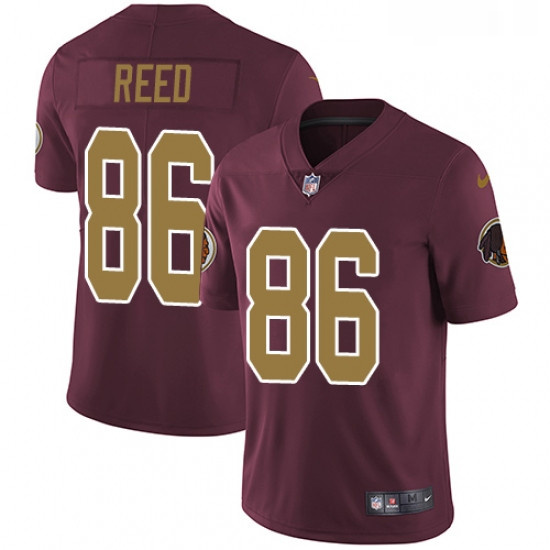 Youth Nike Washington Redskins 86 Jordan Reed Burgundy RedGold Number Alternate 80TH Anniversary Vap