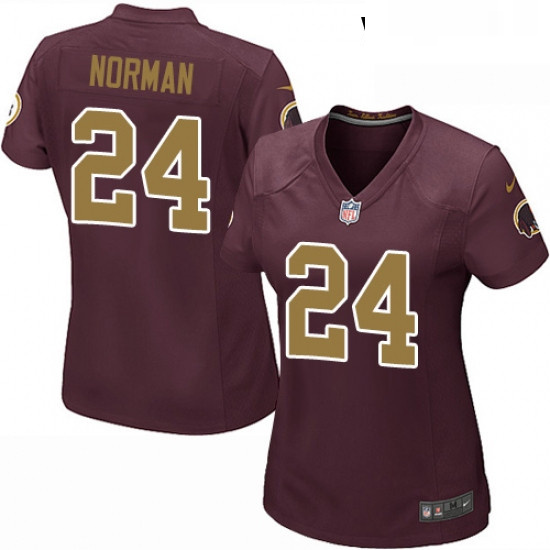 Womens Nike Washington Redskins 24 Josh Norman Game Burgundy RedGold Number Alternate 80TH Anniversa