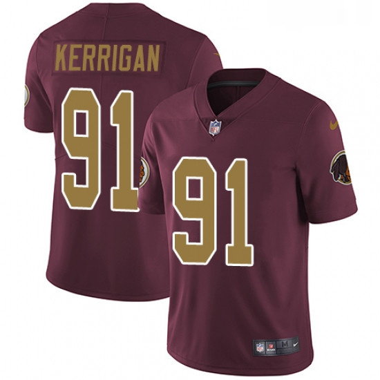 Youth Nike Washington Redskins 91 Ryan Kerrigan Burgundy RedGold Number Alternate 80TH Anniversary V