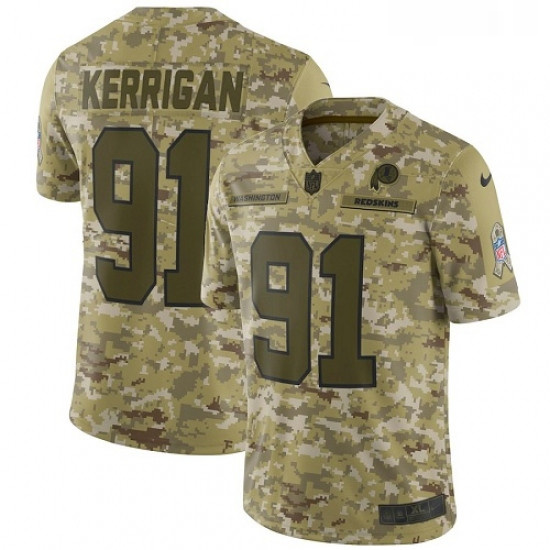 Mens Nike Washington Redskins 91 Ryan Kerrigan Burgundy Limited Camo 2018 Salute to Service NFL Jers