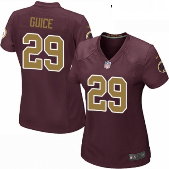 Womens Nike Washington Redskins 29 Derrius Guice Game Burgundy RedGold Number Alternate 80TH Anniver