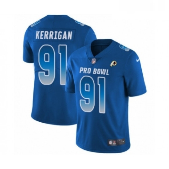 Mens Nike Washington Redskins 91 Ryan Kerrigan Limited Royal Blue NFC 2019 Pro Bowl NFL Jersey