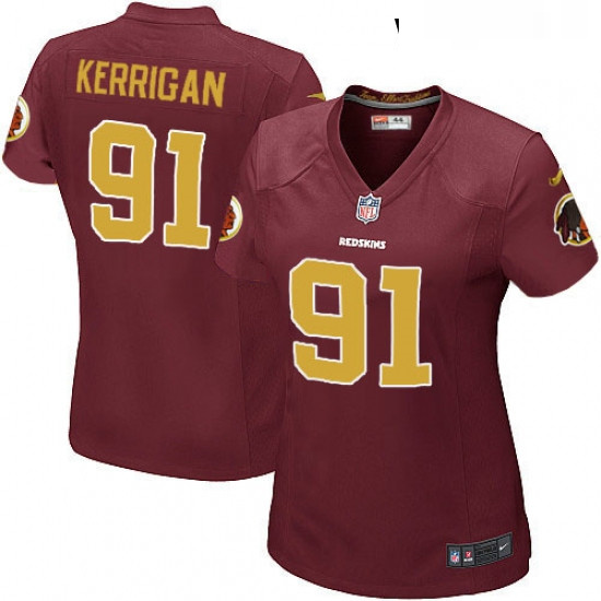 Womens Nike Washington Redskins 91 Ryan Kerrigan Game Burgundy RedGold Number Alternate 80TH Anniver