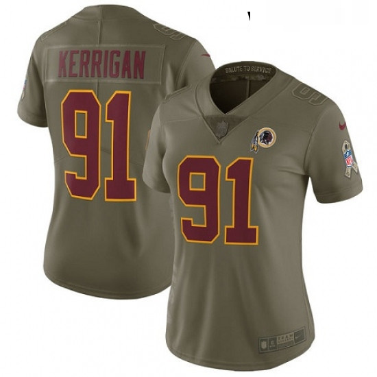 Womens Nike Washington Redskins 91 Ryan Kerrigan Limited Olive 2017 Salute to Service NFL Jersey