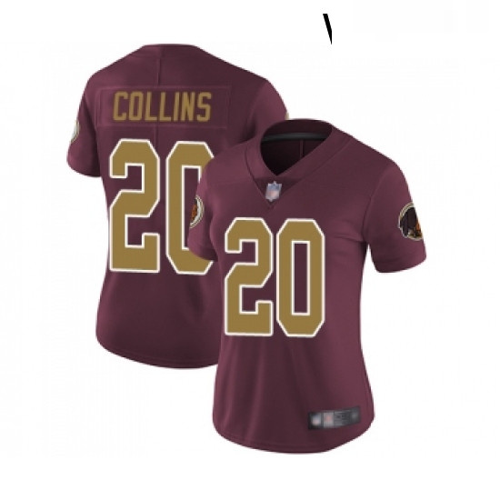 Womens Washington Redskins 20 Landon Collins Burgundy Red Gold Number Alternate 80TH Anniversary Vap