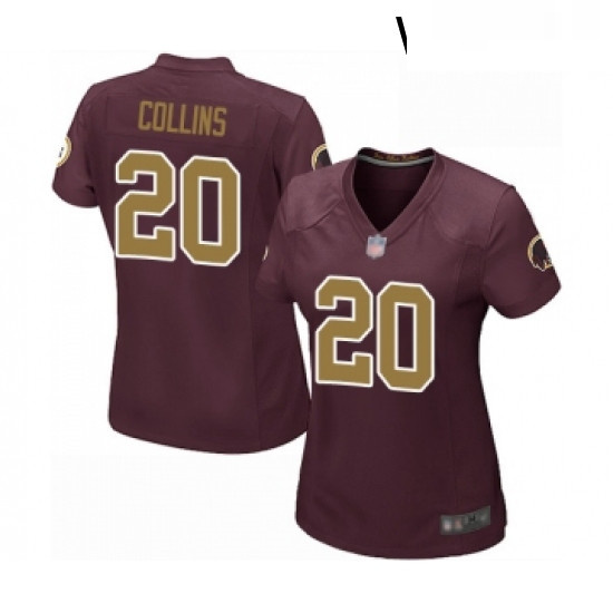 Womens Washington Redskins 20 Landon Collins Game Burgundy Red Gold Number Alternate 80TH Anniversar