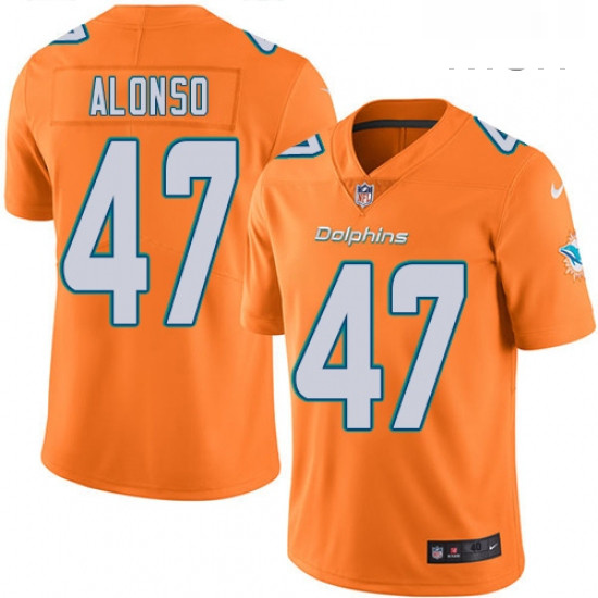 Mens Nike Miami Dolphins 47 Kiko Alonso Limited Orange Rush Vapor Untouchable NFL Jersey