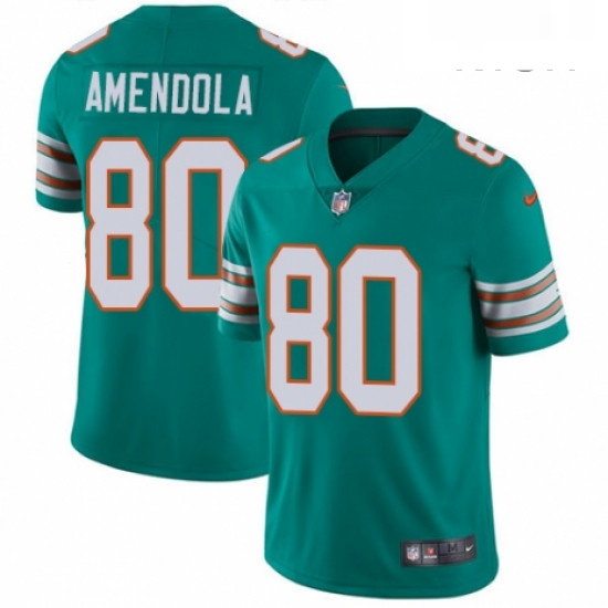 Mens Nike Miami Dolphins 80 Danny Amendola Aqua Green Alternate Vapor Untouchable Limited Player NFL