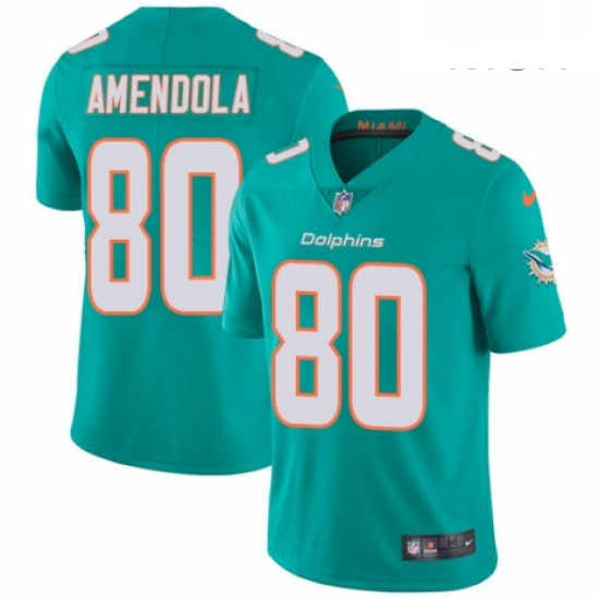 Mens Nike Miami Dolphins 80 Danny Amendola Aqua Green Team Color Vapor Untouchable Limited Player NF