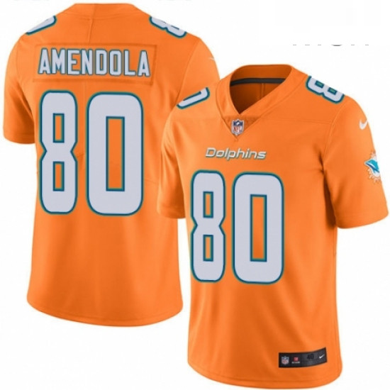 Mens Nike Miami Dolphins 80 Danny Amendola Limited Orange Rush V