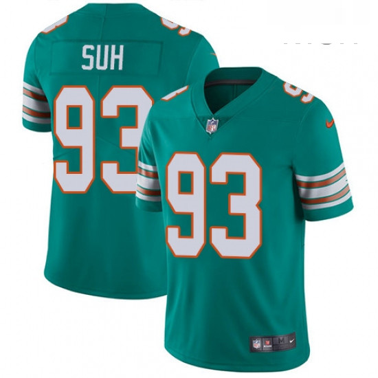 Mens Nike Miami Dolphins 93 Ndamukong Suh Aqua Green Alternate Vapor Untouchable Limited Player NFL 