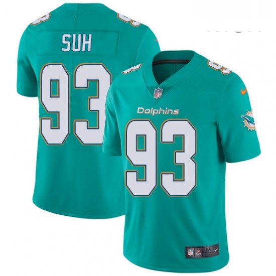 Mens Nike Miami Dolphins 93 Ndamukong Suh Aqua Green Team Color Vapor Untouchable Limited Player NFL