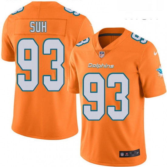 Mens Nike Miami Dolphins 93 Ndamukong Suh Limited Orange Rush Vapor Untouchable NFL Jersey