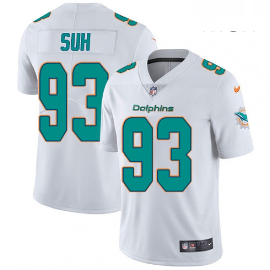 Mens Nike Miami Dolphins 93 Ndamukong Suh White Vapor Untouchable Limited Player NFL Jersey