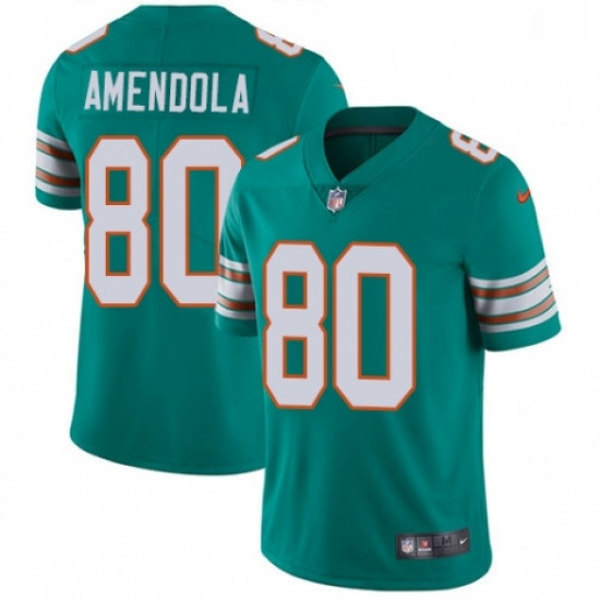 Youth Nike Miami Dolphins 80 Danny Amendola Aqua Green Alternate Vapor Untouchable Elite Player NFL 