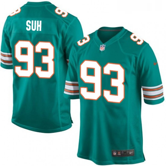 Youth Nike Miami Dolphins 93 Ndamukong Suh Game Aqua Green Alter