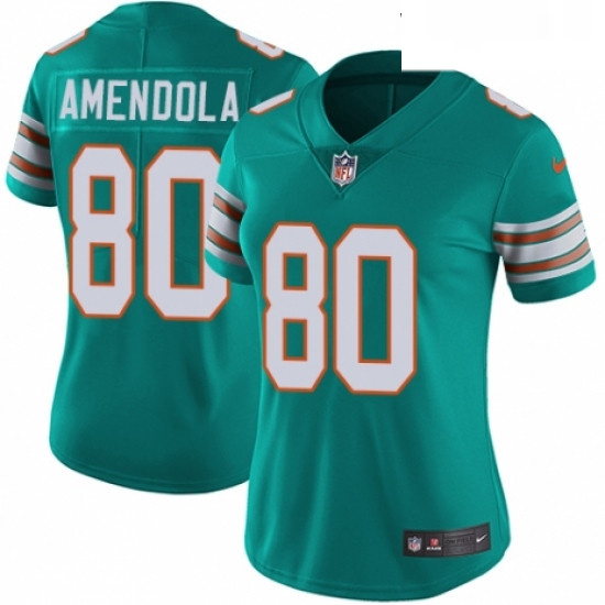 Womens Nike Miami Dolphins 80 Danny Amendola Aqua Green Alternate Vapor Untouchable Elite Player NFL