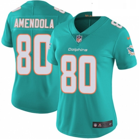 Womens Nike Miami Dolphins 80 Danny Amendola Aqua Green Team Color Vapor Untouchable Limited Player 