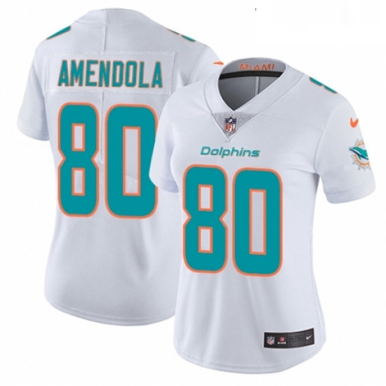 Womens Nike Miami Dolphins 80 Danny Amendola White Vapor Untouch