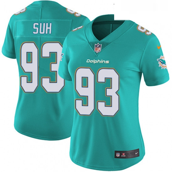 Womens Nike Miami Dolphins 93 Ndamukong Suh Aqua Green Team Color Vapor Untouchable Limited Player N