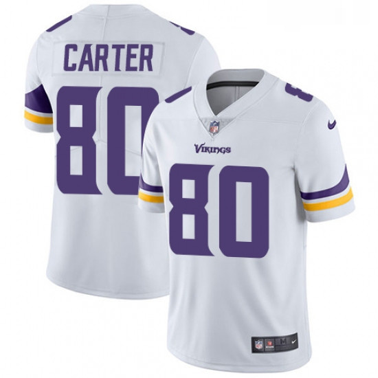 Mens Nike Minnesota Vikings 80 Cris Carter White Vapor Untouchable Limited Player NFL Jersey