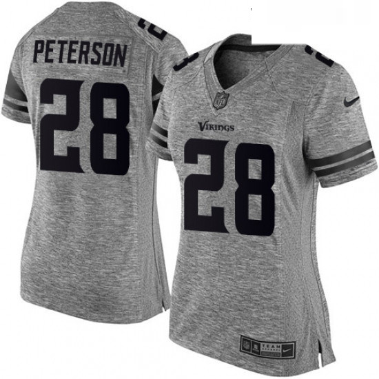 Womens Nike Minnesota Vikings 28 Adrian Peterson Limited Gray Gridiron NFL Jersey