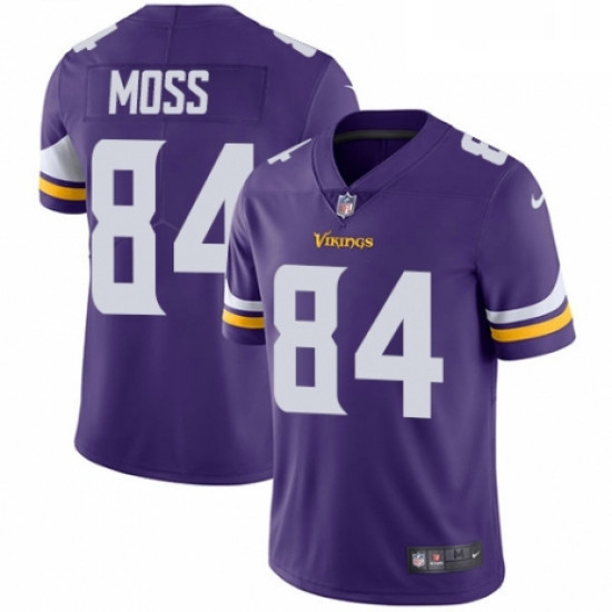 Mens Nike Minnesota Vikings 84 Randy Moss Purple Team Color Vapor Untouchable Limited Player NFL Jer