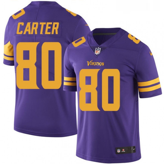 Youth Nike Minnesota Vikings 80 Cris Carter Limited Purple Rush Vapor Untouchable NFL Jersey