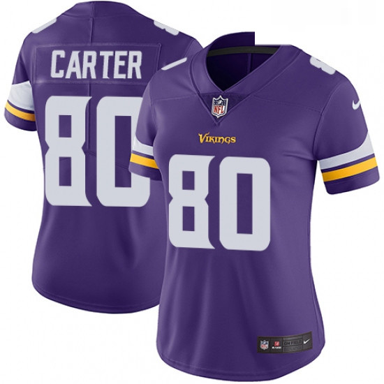 Womens Nike Minnesota Vikings 80 Cris Carter Purple Team Color Vapor Untouchable Limited Player NFL 