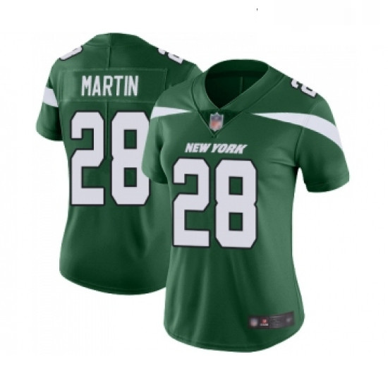 Womens New York Jets 28 Curtis Martin Green Team Color Vapor Untouchable Limited Player Football Jer