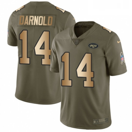 Youth Nike New York Jets 14 Sam Darnold Limited OliveGold 2017 Salute to Service NFL Jersey