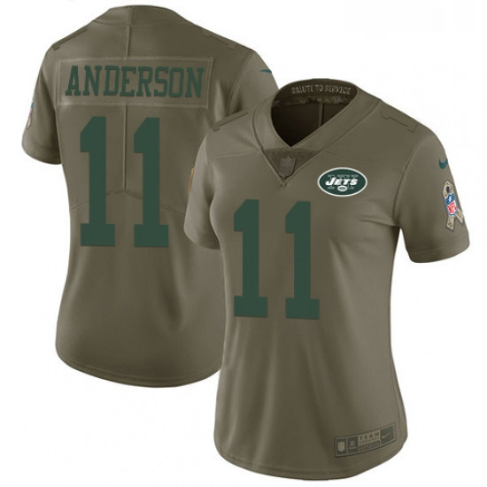 Womens Nike New York Jets 11 Robby Anderson Limited Olive 2017 Salute to Service NFL Jersey