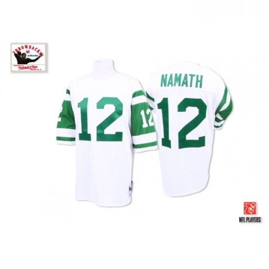 Mitchell and Ness New York Jets 12 Joe Namath White Stitched Authentic Throwback NFL Jersey