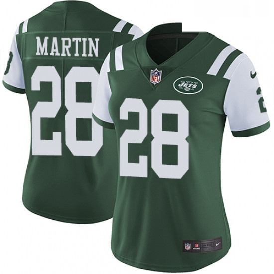 Womens Nike New York Jets 28 Curtis Martin Green Team Color Vapor Untouchable Limited Player NFL Jer