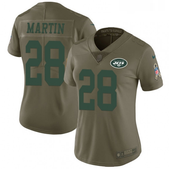 Womens Nike New York Jets 28 Curtis Martin Limited Olive 2017 Salute to Service NFL Jersey