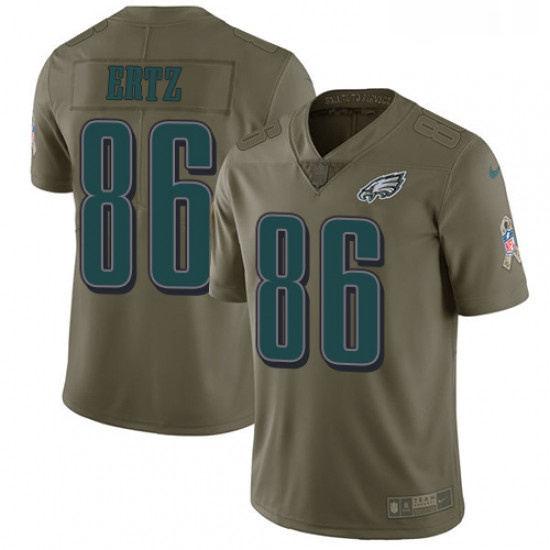 Youth Nike Philadelphia Eagles 86 Zach Ertz Limited Olive 2017 Salute to Service NFL Jersey