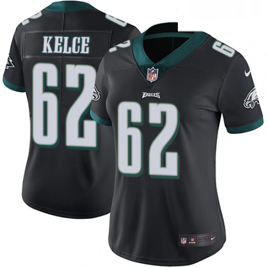 Womens Nike Philadelphia Eagles 62 Jason Kelce Black Alternate Vapor Untouchable Limited Player NFL 