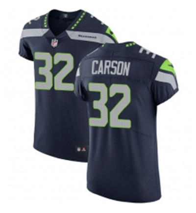 Mens Nike Seattle Seahawks 32 Chris Carson Navy Blue Team Color Vapor Untouchable Elite Player NFL J