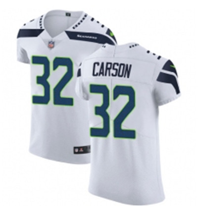 Mens Nike Seattle Seahawks 32 Chris Carson White Vapor Untouchable Elite Player NFL Jersey