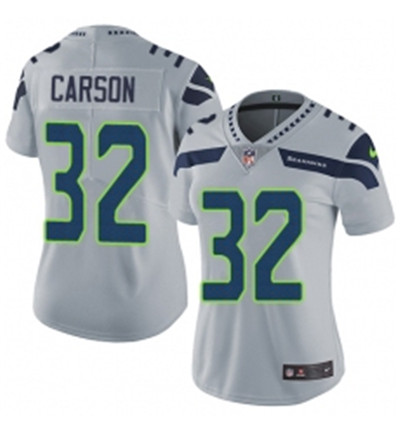 Womens Nike Seattle Seahawks 32 Chris Carson Grey Alternate Vapor Untouchable Limited Player NFL Jer