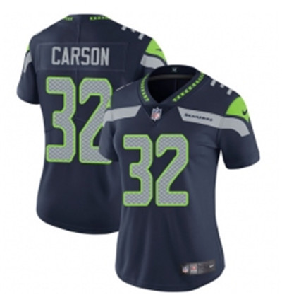 Womens Nike Seattle Seahawks 32 Chris Carson Navy Blue Team Color Vapor Untouchable Limited Player N