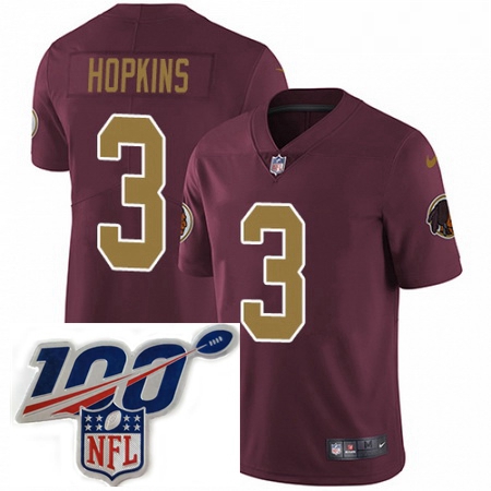 Youth Nike Washington Redskins 3 Dustin Hopkins Burgundy RedGold Number Alternate 80TH Anniversary V