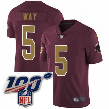 Youth Nike Washington Redskins 5 Tress Way Burgundy RedGold Number Alternate 80TH Anniversary Vapor 