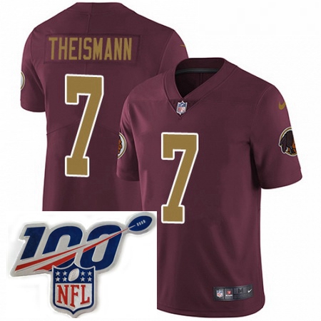 Youth Nike Washington Redskins 7 Joe Theismann Burgundy RedGold Number Alternate 80TH Anniversary Va