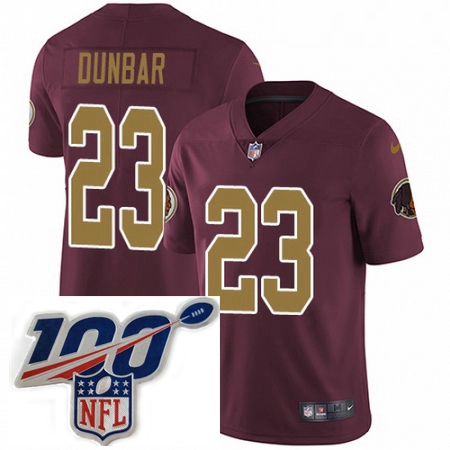 Youth Nike Washington Redskins 23 Quinton Dunbar Burgundy Red Gold Number Alternate 80TH Anniversary