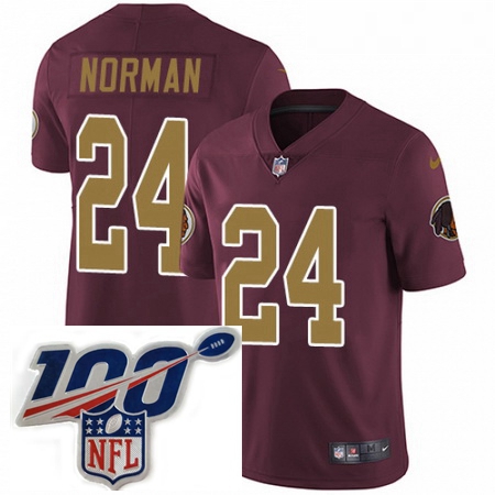 Youth Nike Washington Redskins 24 Josh Norman Burgundy RedGold Number Alternate 80TH Anniversary Vap